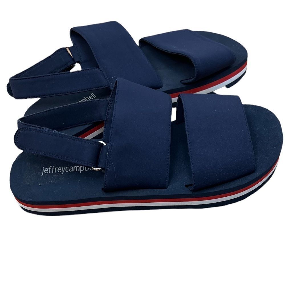 Jeffery Campbell Grom Navy Blue Double Strap Slingback Sandal